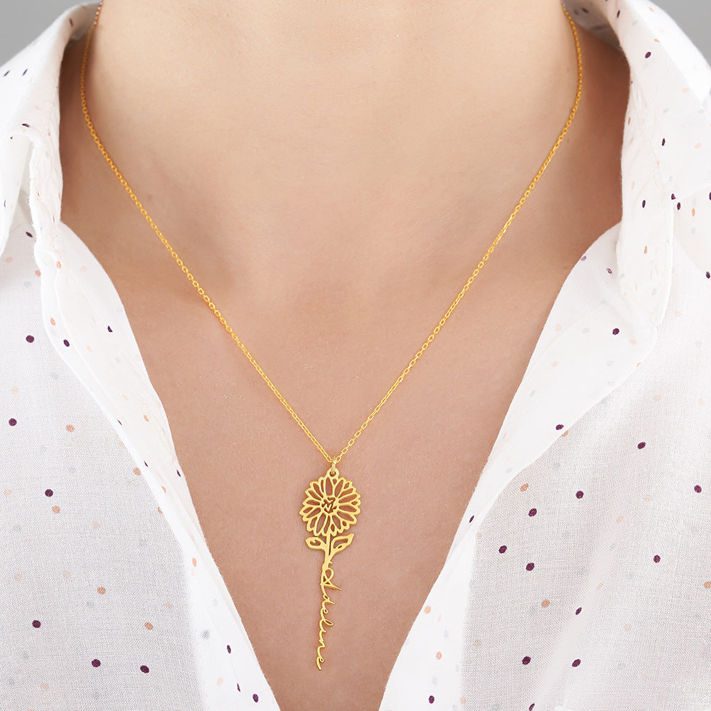 Personalized Birth Flower Name Necklace ๐ธ (Free Bracelet Gift)