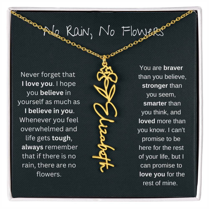 Personalized Birth Flower Name Necklace