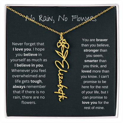 Personalized Birth Flower Name Necklace