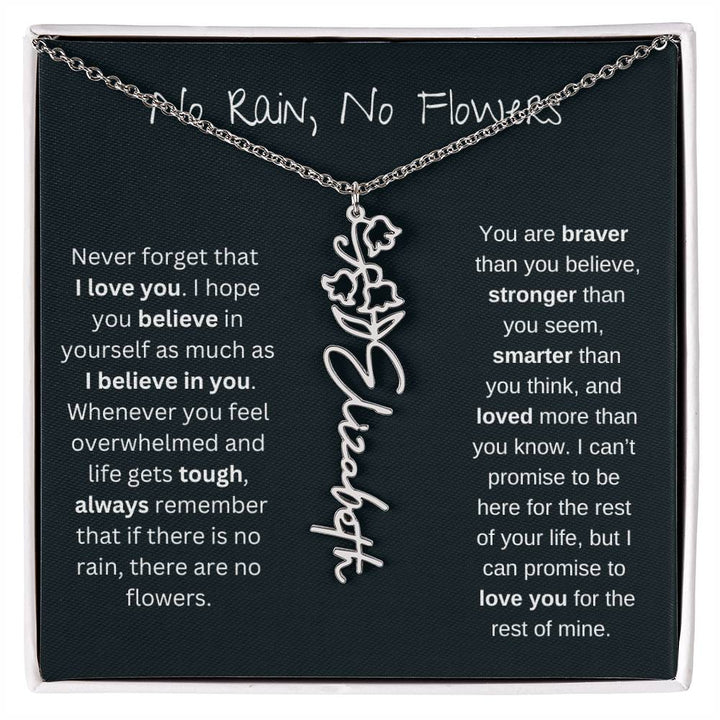 Personalized Birth Flower Name Necklace