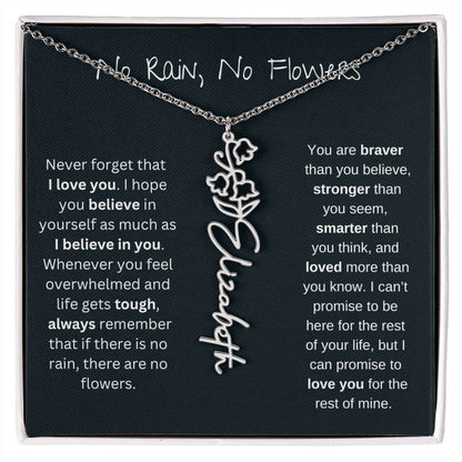 Personalized Birth Flower Name Necklace