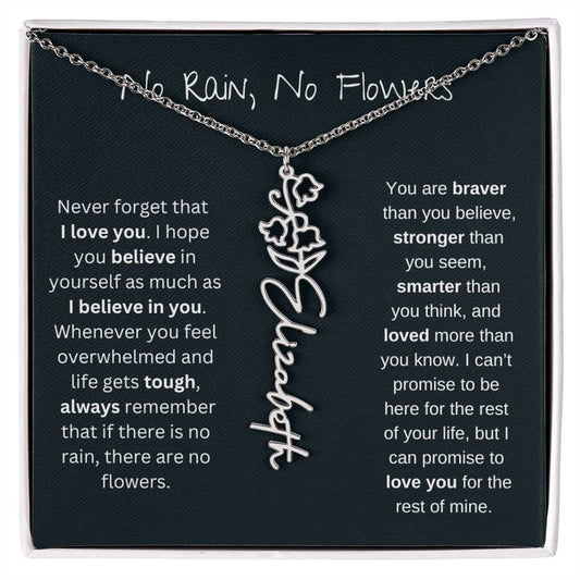 Personalized Birth Flower Name Necklace 🌸