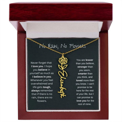 Personalized Birth Flower Name Necklace 🌸 (Free Bracelet Gift)