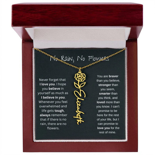 Personalized Birth Flower Name Necklace 🌸 (Free Bracelet Gift)