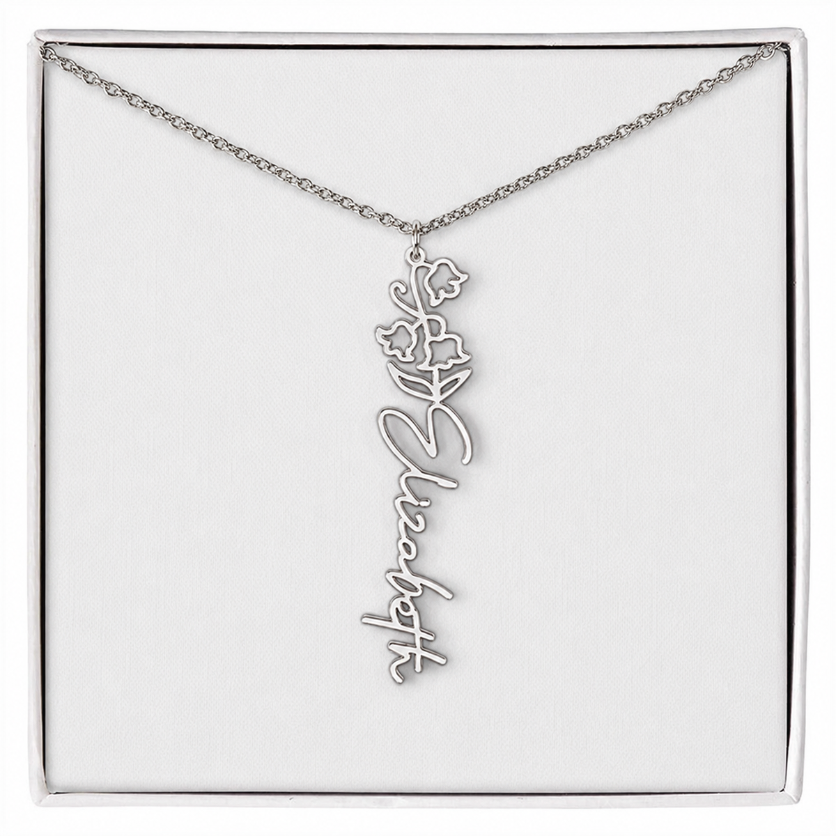 Personalized Birth Flower Name Necklace