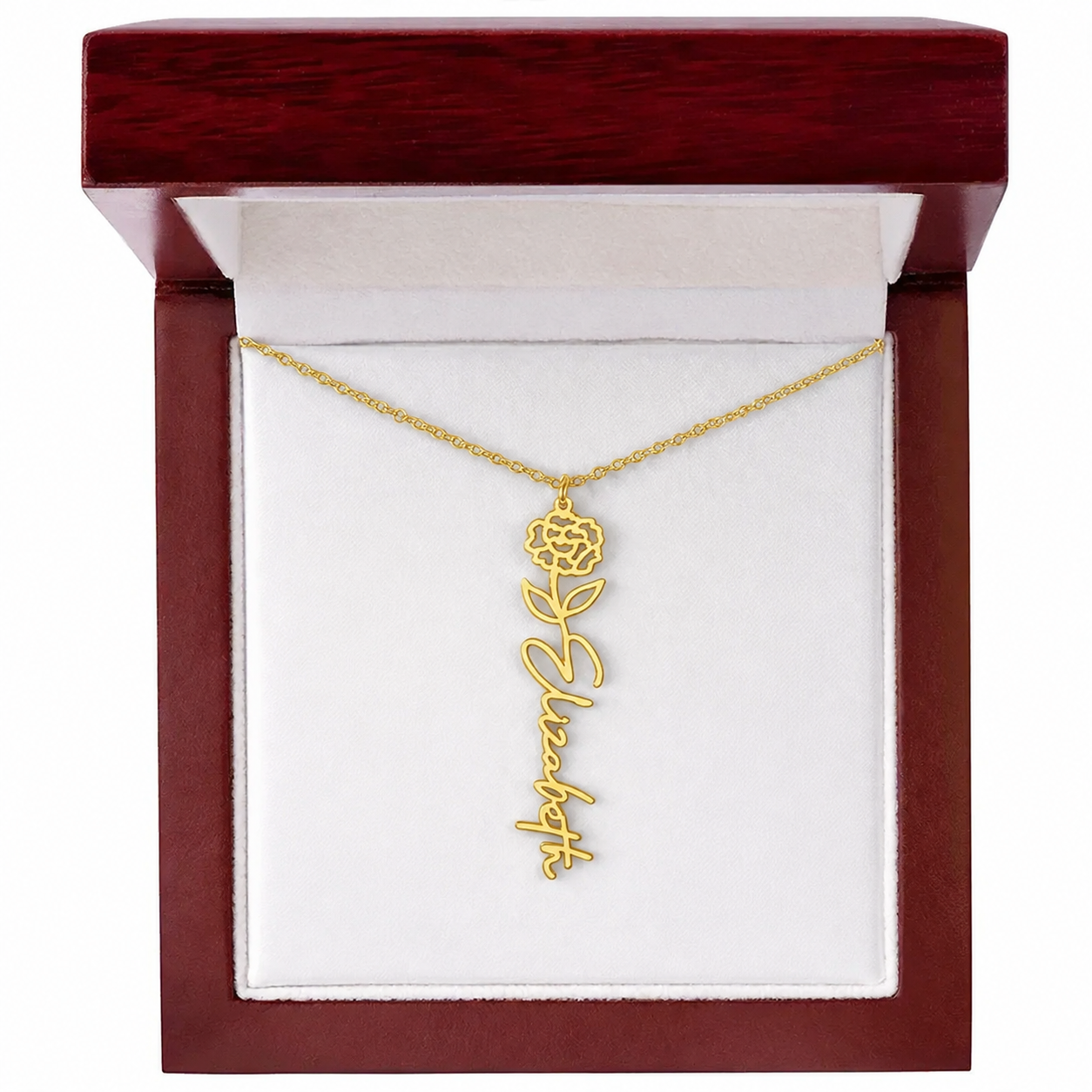 Personalized Birth Flower Name Necklace