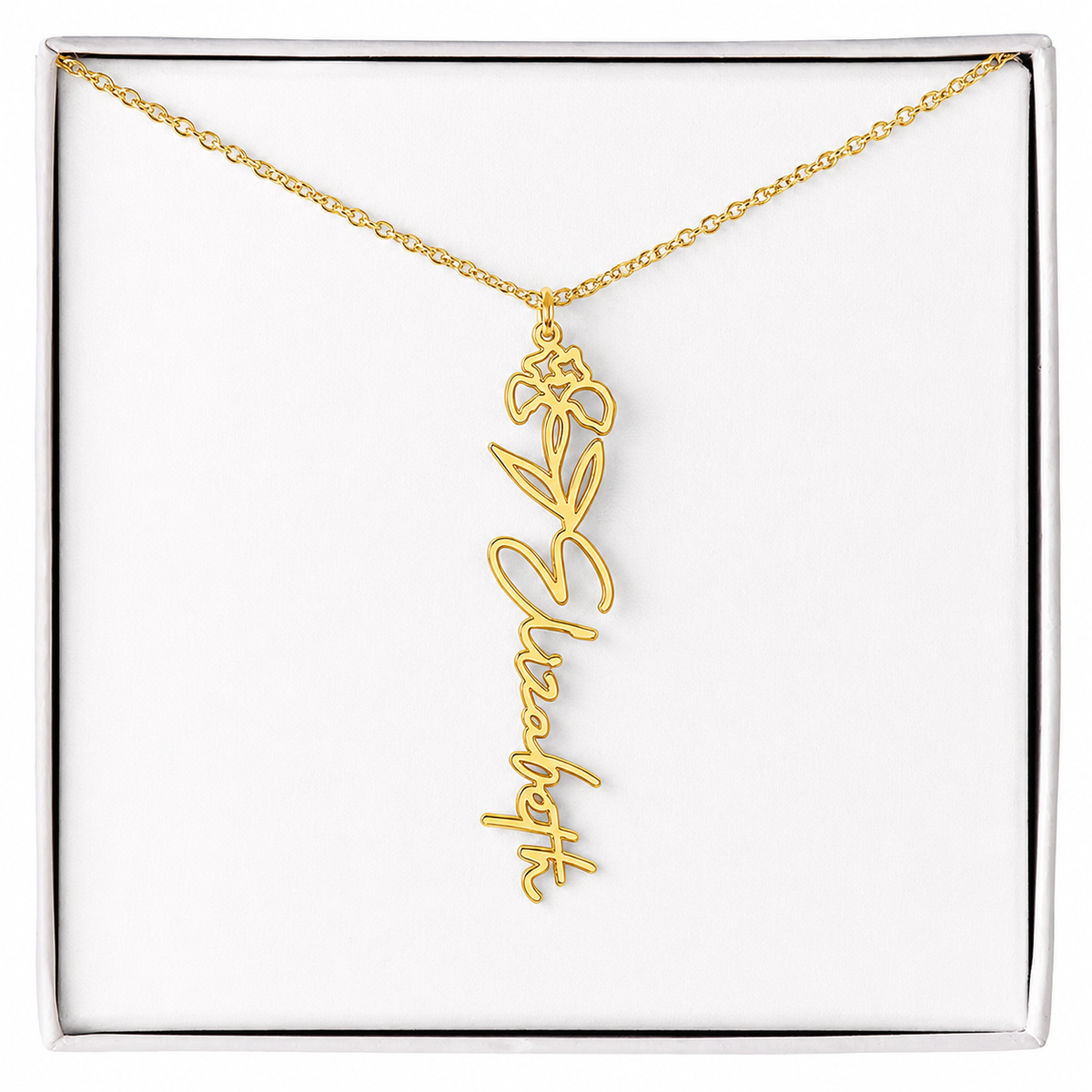 Personalized Birth Flower Name Necklace
