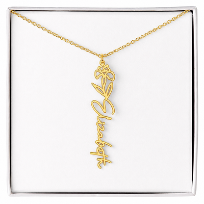 Personalized Birth Flower Name Necklace