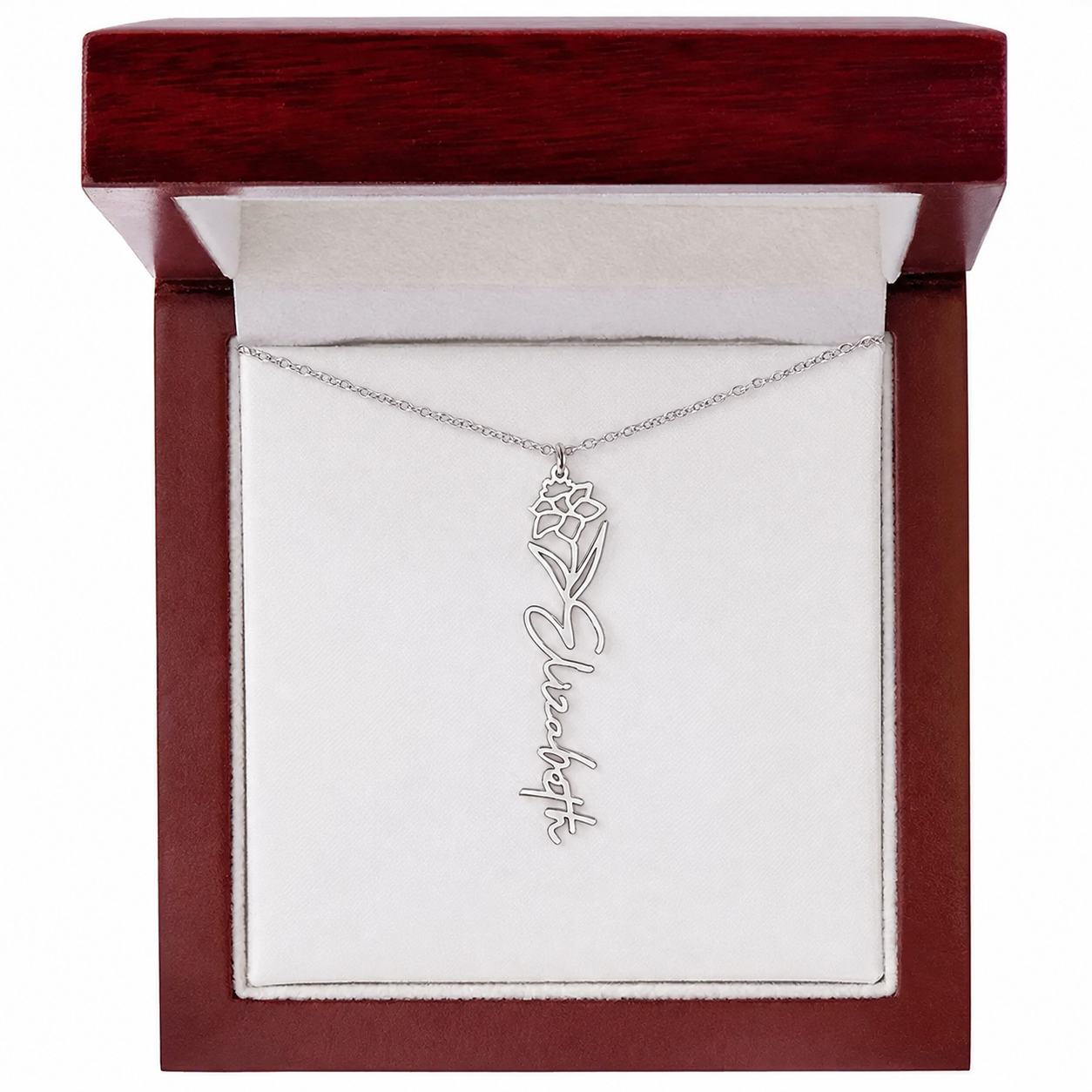Personalized Birth Flower Name Necklace
